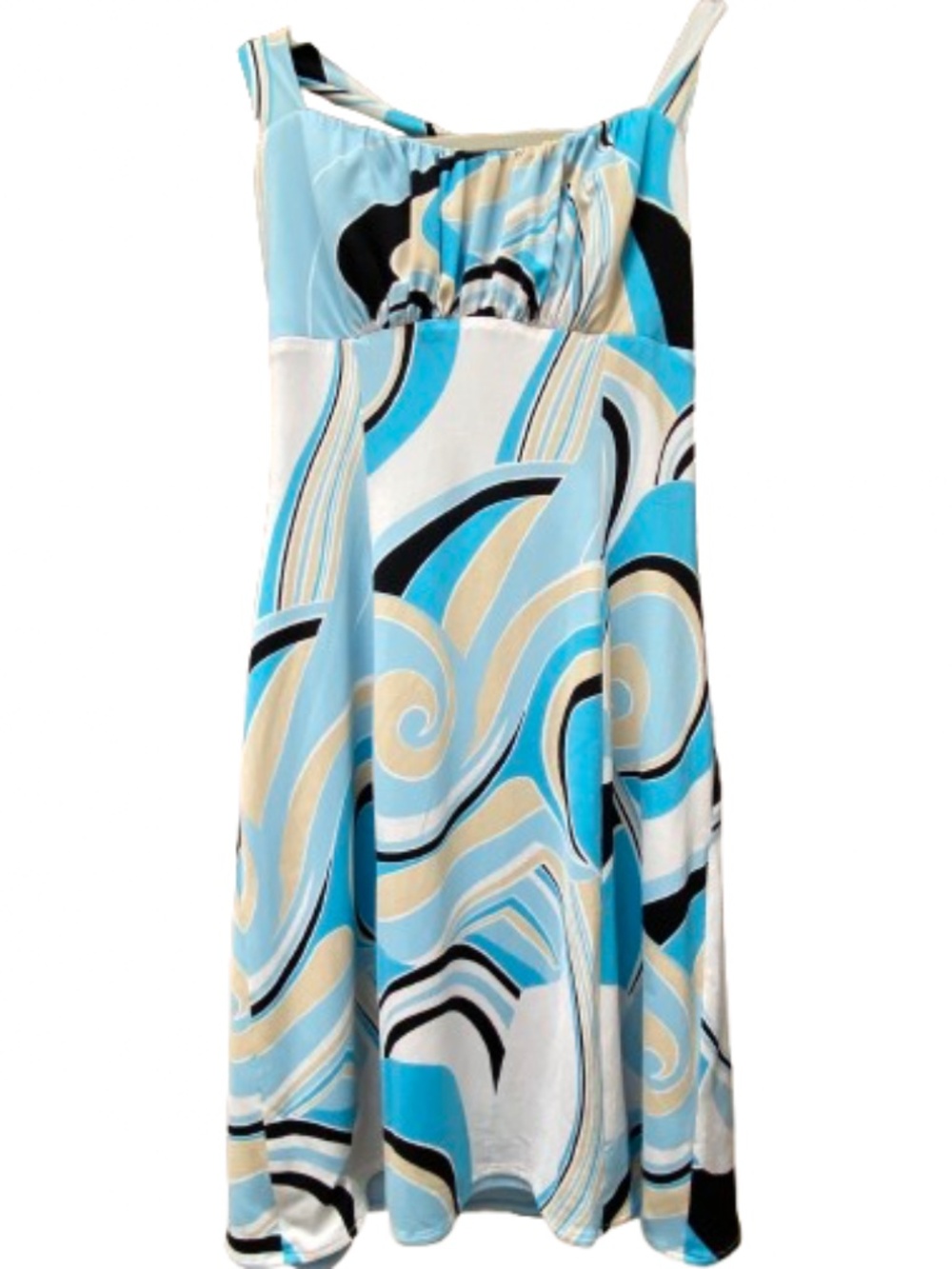 Summer Swirl Midi Dress in Blue and Cream
